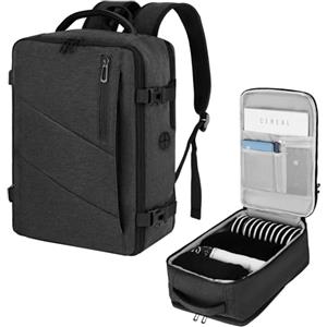 VOESLD Zaino Viaggio 40x30x20, Zaino da Viaggio Aereo Bagaglio a Mano Porta PC Donna Uomo Grigio Scuro per Tutte le Principali Compagnie Aeree