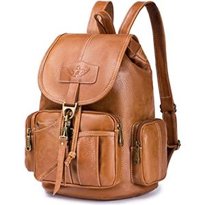 SPAHER® Zaino Donna Cuoio, Borsa Zainetto Antifurto Impermeabile Daypack da Viaggio per Lavoro Scuola, Bagaglio a Mano Aereo, Marrone