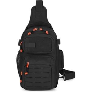 VINBAGGE Militare tasca sul petto tattico Sling Zaino Molle Borsa a tracolla piccola impermeabile Outdoor Crossbody Daypack per escursioni, ciclismo, trekking, uomo e donna, E-nero