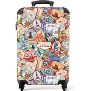 NoBoringSuitcases.com bagaglio a mano, trolley, valigia da 10 kg, rigida, leggera, valigie da viaggio per cabina, aereo con 4 ruote girevoli manico estensibile robusto 55x40x20 cm Destinazioni modello