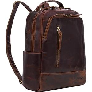 STILORD "Aiden" Zaino in Pelle Vintage Unisex Zaino Moderno per Donna e Uomo Daypack per Laptop da 13,3 pollici Lavoro Collegio Officio Vera Pelle Colore:porto - cognac