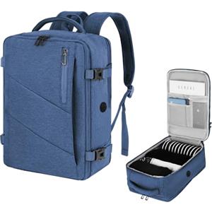 VOESLD Zaino per Ryanair 40x20x25, Zaino da Viaggio Aereo Bagaglio a Mano Blu Zaini Porta PC Donna Uomo Impermeabile Zaini Bagaglio a Mano per Tutte le Principali Compagnie Aeree