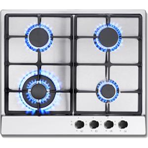 SNDOAS Piano Cottura 4 Fuochi Gas, Piano Cottura con Protezione Automatica Della Fiamma, Gas Naturale/Propano, Incorporato, Acciaio Inossidabile, 8060 W, 220-240 V