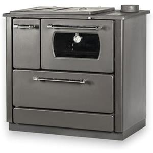 Briconess.com Stufa cucina riscaldamento a legna con forno struttura in acciaio 9,06 kW Popular - Black