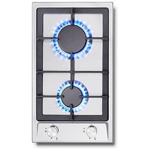 SNDOAS Piano Cottura 2 Fuochi Gas incasso, Piano cottura gas, Protezione Automatica Della Fiamma, Gas Naturale/Propano, Fornello a gas in Acciaio Inox, Incorporato, 4200W