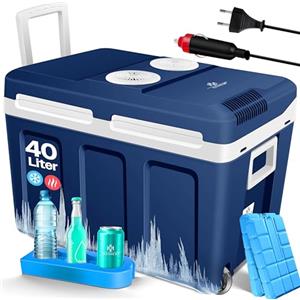 KESSER® Frigo box 40L con ruote | per mantenere il calore e il raffreddamento | frigo box termoelettrico | 12 Volt e 230 Volt| Mini frigo | Box termico per auto| incl. Pacchetti di raffreddamento
