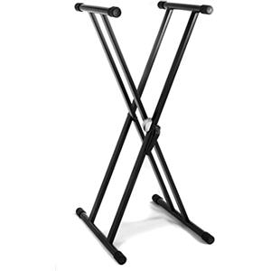 GEWA Supporto per Tastiera KS-50B - Easy Gear System - Doppio - Tubo d'acciaio - Pieghevole - Altezza 70-100 cm - Altezza e larghezza regolabili - Portata fino a 30 kg - Peso 4,2 kg - Nero