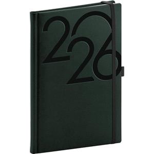 NOTIQUE Agenda 2026 ca. A5 (15 x 21 cm), agenda con segnalibri tessili, agenda settimanale, calendario settimanale, copertina rigida (verde)