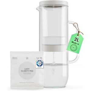 LUCY® Caraffa Filtrante 2L | Con Filtro Depuratore d'acqua, Carboni Attivi | Purificatore acqua per la rimozione di cloro, inquinanti vari e metalli pesanti | Preserva i minerali