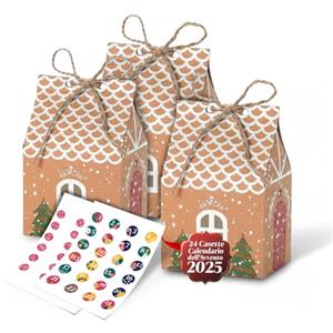 Avilia - Calendario Avvento 2025 con 24 Casette Decorative Riutilizzabili per Dolcetti e Sorprese, Design Elegante Fai da Te, Idea Regalo Natalizia per Famiglie e Bambini