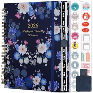 Gumiho Agenda Settimanale 2026 Spirale - Agenda Scolastica A5 (gennaio-dicembre 2026) - Diario con passante per penna e adesivi per piani, tasca interna, schede mensili, 100g/m²