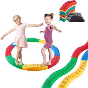 VEVOR Trave di Equilibrio Colorata Impilabile Antiscivolo 8 Pezzi Pietre d'Equilibrio per Bambini 2-6 Anni, Superficie Testurizzata Antiscivolo e Cuscinetti in Gomma, Gioco all'Interno o all'Aperto