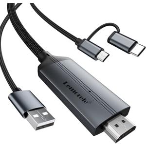 Lemorele Cavo Adattatore HDMI MHL 2 in 1 2M, da Micro USB Tipo C a HDMI, FHD per USB C Pad/iPhoe/Huaiwei/Xiaomi e Samang Galaxy a HDTV/Proiettore/Monitor