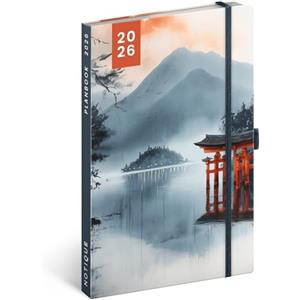 NOTIQUE Agenda 2026, ca. A5-2 in 1, calendario e taccuino, copertina rigida, agenda settimanale con chiusura elastica, 144 pagine, calendario appuntamenti, calendario libro, planbook (Giappone)