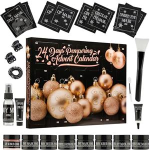 KreativeKraft Calendario Avvento 2025 Donna Ragazza Set Trucco o Prodotti per la Cura Della Pelle Countdown Natale Calendari Avvento Regali per Lei (Nero/Oro)