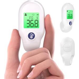 Femometer Termometro frontale per neonati, bambini e adulti, senza contatto, a infrarossi, misurazione in 1s, display a tre colori, temperatura oggetto e ambiente, portatile per viaggi, allarme febbre