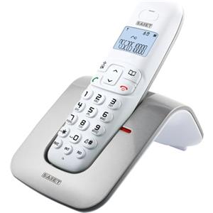SAIET - Telefono Cordless Casa e Ufficio 13500783 - con Vivavoce DECT GAP LCD - con Tasti Grandi e Schermo Intuitivo - Argento