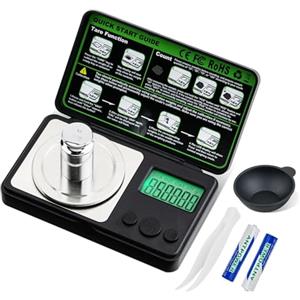 Mcbazel Mini bilancia da milligrammo, 50 g/0,001 g, bilancia portatile per gioielli, bilancia digitale ad alta precisione con pesi di calibrazione per polvere, medicine, oro, gemme