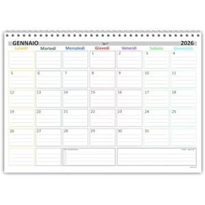 Agendepoint.it Planning Mensile A4 2026-2027, Agenda Spiralata 21x30cm, 24 Fogli, settimana Colorata