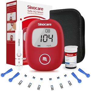 Sinocare Glucometro Misuratore Glicemia, Kit per il Test del Diabete con 25 Strisce Glicemia. Kit Test Rapido della Glicemia, Risultati Rapidi, Nessuna Codifica, Facile da Usare, mg/dL, AQ Smart