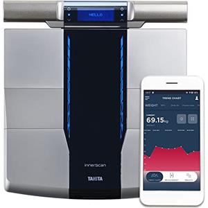 Tanita RD-545 HR Bilancia per analisi corporea a doppia reattanza intelligente con trasmissione dati Bluetooth. Grasso, massa muscolare e qualità per segmento corporeo