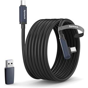 Syntech Cavo Link Compatibile con Oculus/Meta Quest 3/Quest 3S/Quest2/Pro/Pico 4 Accessori and PC/SteamVR, Cavo di Tipo C da 5m/16FT con USB 3.0, Trasferimento Dati ad Alta Velocità per Cuffie VR Nero