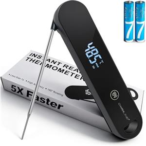 Charmline Termometro Cucina ad Alta Precisione, Lettura Istantanea in 0,5 s, Precisione ±0,3°C, Termometro per Carne, Cottura al Forno e Griglia, Display con Rotazione Automatica a 180°