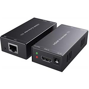 PWAYTEK Extender HDMI 1080p a 60Hz, 3D, trasmette Full HD non compresso fino a 50 m con singolo cavo Cat5e/Cat6/Cat7, supporta funzioni EDID e POC (trasmettitore e ricevitore).