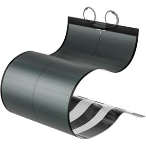 BougeRV Pannello Solare Flessibile 200W 24V, Pannello Solare Portatile CIGS Modulo Fotovoltaico ETFE IP68 Solare a Strato Sottile con Cavo di Ricarica per Camper, Balcone, Roulotte, Barca, Adesivo