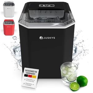 Juskys macchina del ghiaccio IceOracle - Cubetti di ghiaccio per cocktail in 6-13 minuti - Mini macchina del ghiaccio da 12 kg/giorno - Contenitore grande - Nero