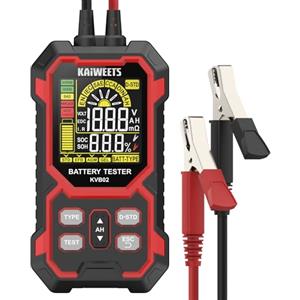 KAIWEETS Tester Batteria Auto 12V/24V Digitale Test Batteria Auto 50-2000 CCA con Analisi SOH/SOC Display LCD Test Avviamento per Veicolo/SUV/Veicolo