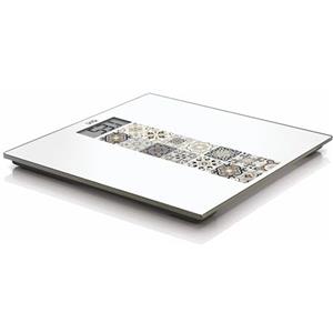 LAICA Bilancia elettronica alimentato a batteria, Mediterranean Breeze, Design Ispirato Dalle Maioliche -Vetro Temperato, Ampio Display LCD, Design Dottile, Bilancia Pesapersone, Fino a 180 kg-Marrone