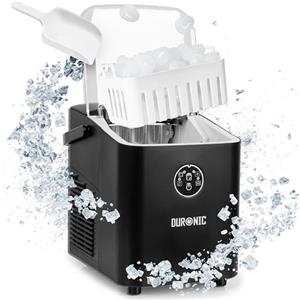 Duronic ICM12 BK Macchina per cubetti di ghiaccio 120W, Macchina per ghiaccio 12 kg in 24h, Ghiaccio in 7 min, Autopulente, Serbatoio da 1 L Paletta inclusa, Maniglia per trasporto