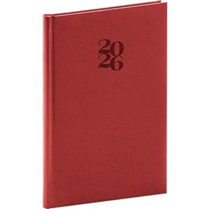 NOTIQUE Agenda 2026, ca. A5 (15 x 21 cm), calendario settimanale e libro con copertina rigida, segnalibro in tessuto e passante per penna, superficie in carta ecologica sostenibile (Essenza Ciliegia)