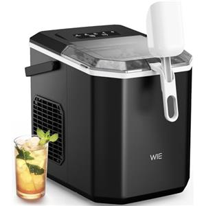 WIE Macchina Ghiaccio 12kg/24h, Autopulizia Macchina del Ghiaccio Casa, 9 Cubetti di Ghiaccio in 6 Minuti, Macchina per il Ghiaccio con Maniglia/Cestello/Pala/Silenzioso, Adatto per Casa/Campeggio