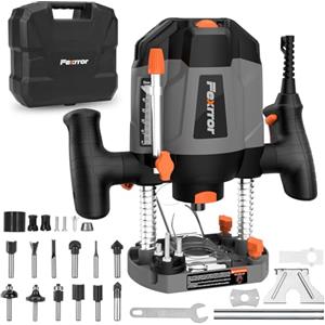 Fexrror Fresatrice Verticale Legno, 1200W Pantografo per Legno con 7 Velocità, Set di 12 Frese, Interruttore di Sicurezza, Profondità di Fresatura Variabile Precisa