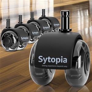 Sytopia SYT - Sedia da ufficio con ruote da 10 mm x 22 mm, compatibile solo con sedie 1KEA (non per ruote da 11 mm), set da 5 ruote per sedie da ufficio, super silenziose per pavimenti duri, moquette