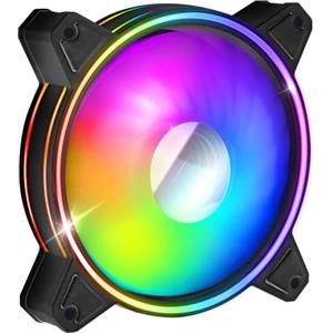 EMPIRE GAMING - Ventola di Case Mirror per PC Gamer da 1x120 MM - Flusso d'aria elevato - RGB Indirizzabile LED PWM 3 Pin 5 Volt - Dual Loop - Silenzioso - Raffreddamento 12 cm - Nero