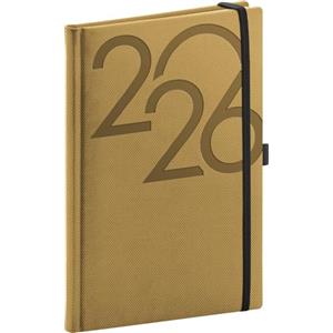 NOTIQUE Agenda 2026 ca. A5 (15 x 21 cm), agenda con segnalibri tessili, agenda settimanale, calendario settimanale, copertina rigida (oro)