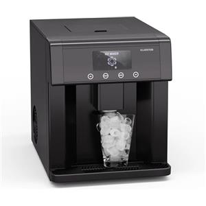 Klarstein Eiszeit - Macchina del Ghiaccio, 15 kg/24h, Cubetti in 3 Formati, Display LCD, Serbatoio da 3L, Acciaio Inox, Macchina del Ghiaccio per Casa e Feste, Ice Maker, Nero