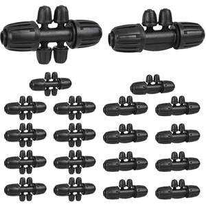 Wzzy Gurden Kit di irrigazione a goccia da 1/2 pollice a 1/4 di pollice per tubo di irrigazione da 16 mm, connettore per tubo da giardino (10 pezzi a 4 vie+10 pezzi a 6 vie)