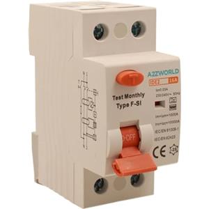 A2ZWORLD Interruttore Differenziale Tipo F-SI Super Immunizzato, Salvavita 16A, RCCB 1P+N 10kA 30mA 2 Moduli, Ottimo per Impianti con Inverter,Pompe di Calore,Climatizzatori,UPS,Wallbox