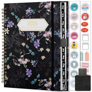 Gumiho Agenda Settimanale 2026 Spirale - Agenda Scolastica A5 (gennaio-dicembre 2026) - Diario con passante per penna e adesivi per piani, tasca interna, schede mensili, 100g/m²