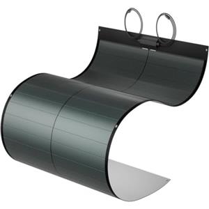 BougeRV Pannello Solare Flessibile 100W, Pannello Solare Portatile CIGS Modulo 24V Fotovoltaico ETFE IP68 per Camper, Balcone, Roulotte, Barca e Batteria di Ricarica da 12V Off-Grid, Preforato