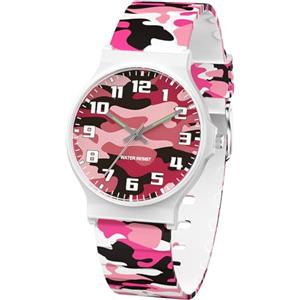 SOCICO Orologio analogico per bambini, orologio sportivo resistente all'acqua da 30 metri per 5-15 anni, orologio per bambini facile da leggere (bianco mimetico)