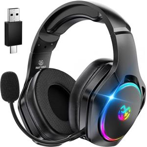 Tatybo Cuffie Gaming Wireless per PC/Ps5/Ps4, Cuffie Wireless con 2,4 GHz+Bluetooth 5.4 Dual Mode, Suono Surround 7.1, Durata 40 Ore+