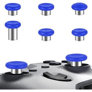 AXFEE Levette Analogiche in Metallo, 6 in 1 Palette Paddles Levette per Xbox One/One S X/Elite Series Controller, Analogici Magnetici Tasti per Xbox Series Joystick-Argento+Blu