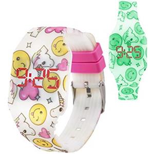 Kiddus Orologio digitale a LED bambini, ragazze, adulti. Cinturino comodo in morbido silicone. Batteria giapponese lunga durata. Facilità di lettura e apprendimento dell'ora.