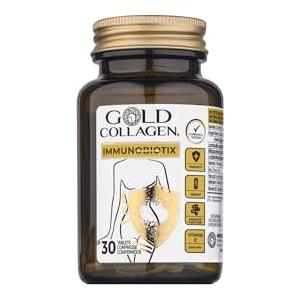 GOLD COLLAGEN Immunobiotix - Integratore Difese Immunitarie Supporta Energia e Funzione Digestiva con Vitamina D e C, Spirulina, Acido Folico e Zinco, Integratori Stanchezza e Intestino, 30 Compresse