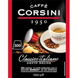 CAFFÈ CORSINI 1950 Caffè Corsini - Capsule Caffè Compatibili Nespresso® Classico Italiano, Gusto Deciso, 300 Capsule